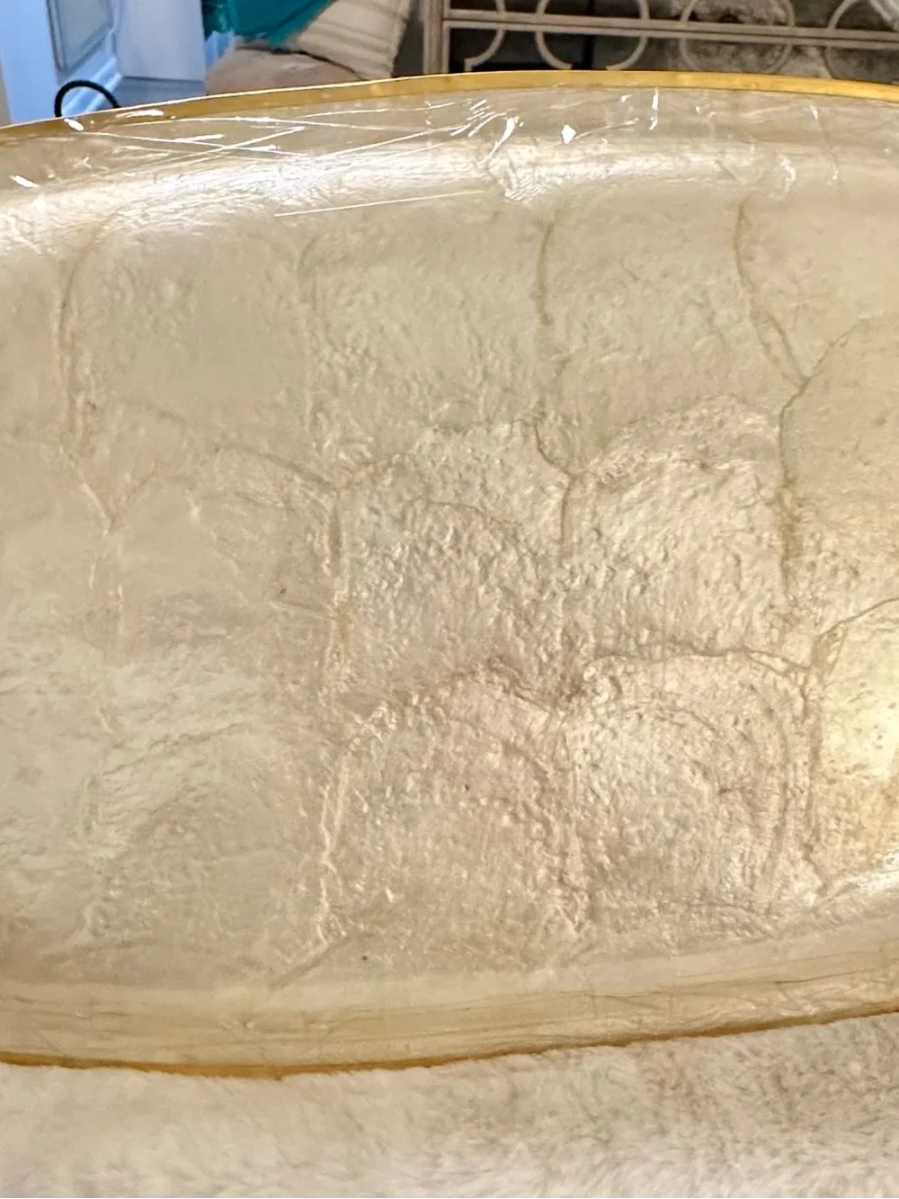 Luxury Capiz Shell Bath Tray with Gold Trim - Cream